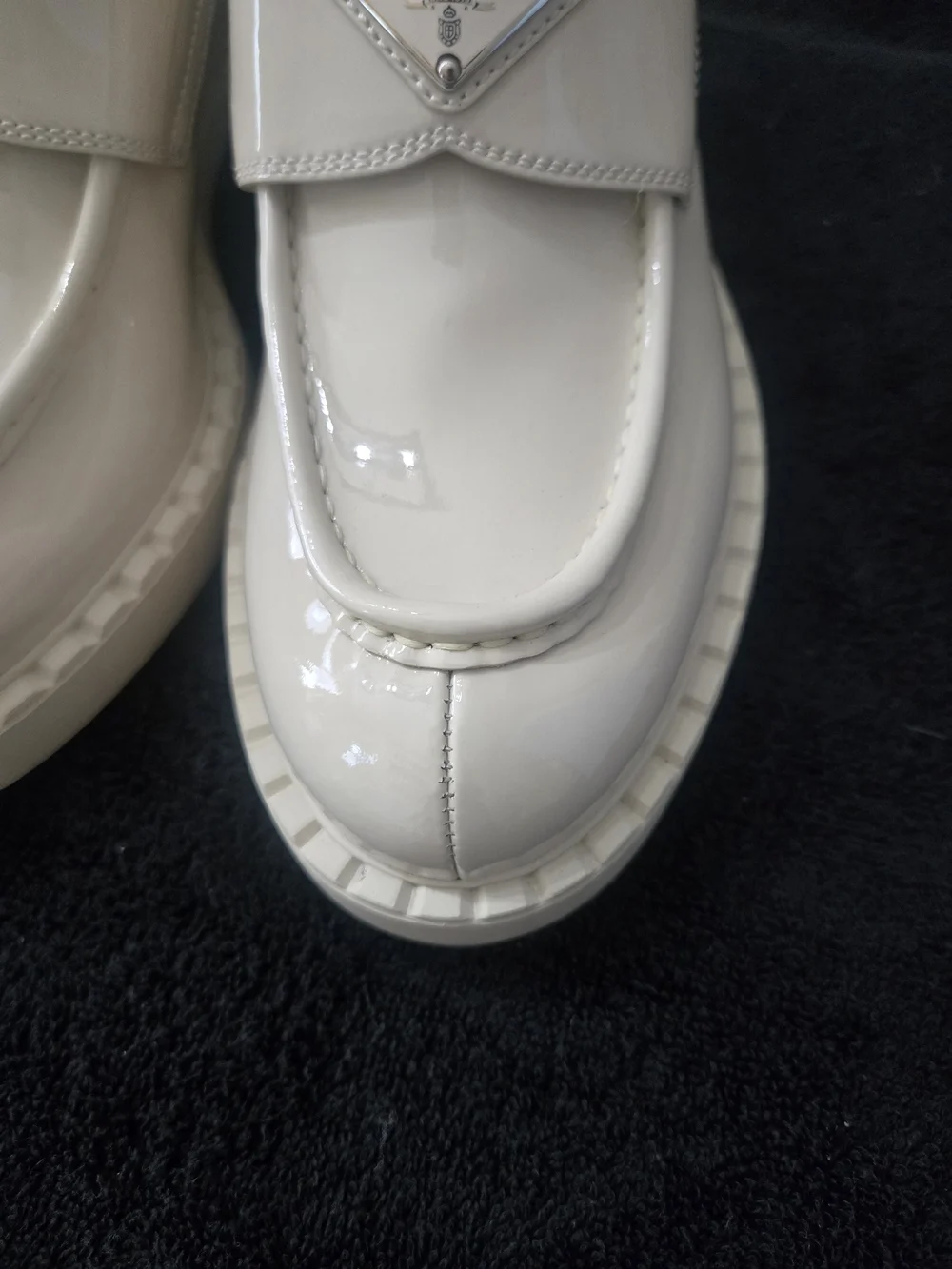 Prada Women's Cream Patent Leather Loafers Size 11/42 EUC - WORN ONCE
